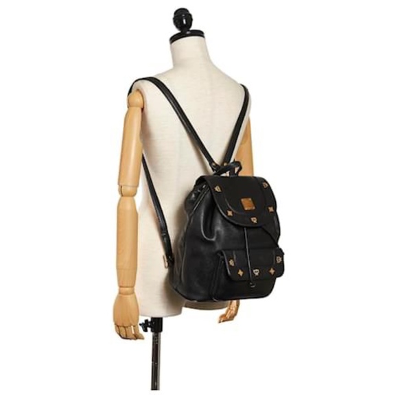 Authentic MCM Vintage Leather Drawstring Backpack Black - Picture 4 of 13